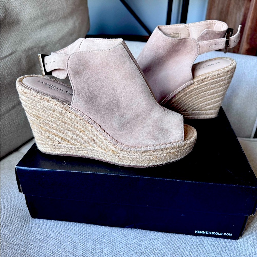 Women's Kenneth Cole Olivia Wedge Espadrille Sandals, Almond, 8.5
